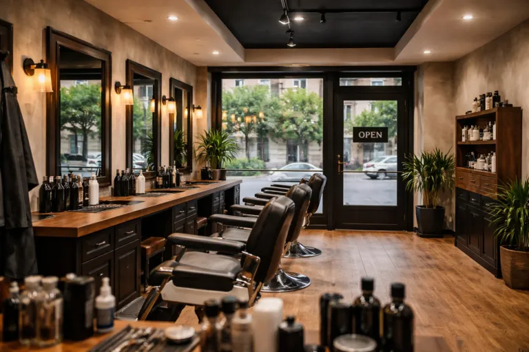 Interiér barbershopu North Cut na Vinohradech